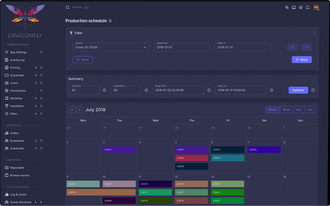 Application screen